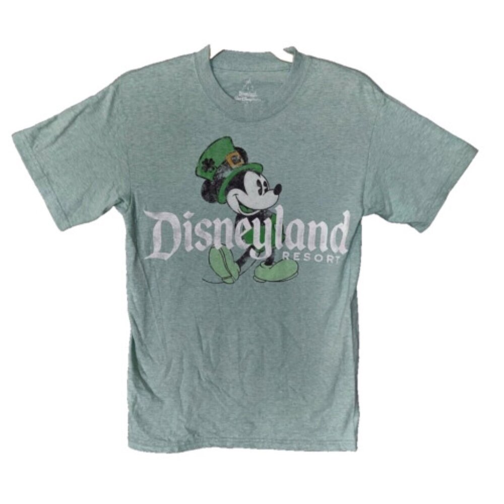 Disneyland Resort Mickey Mouse Leprechaun Graphic T Shirt Hanes Green Size Small